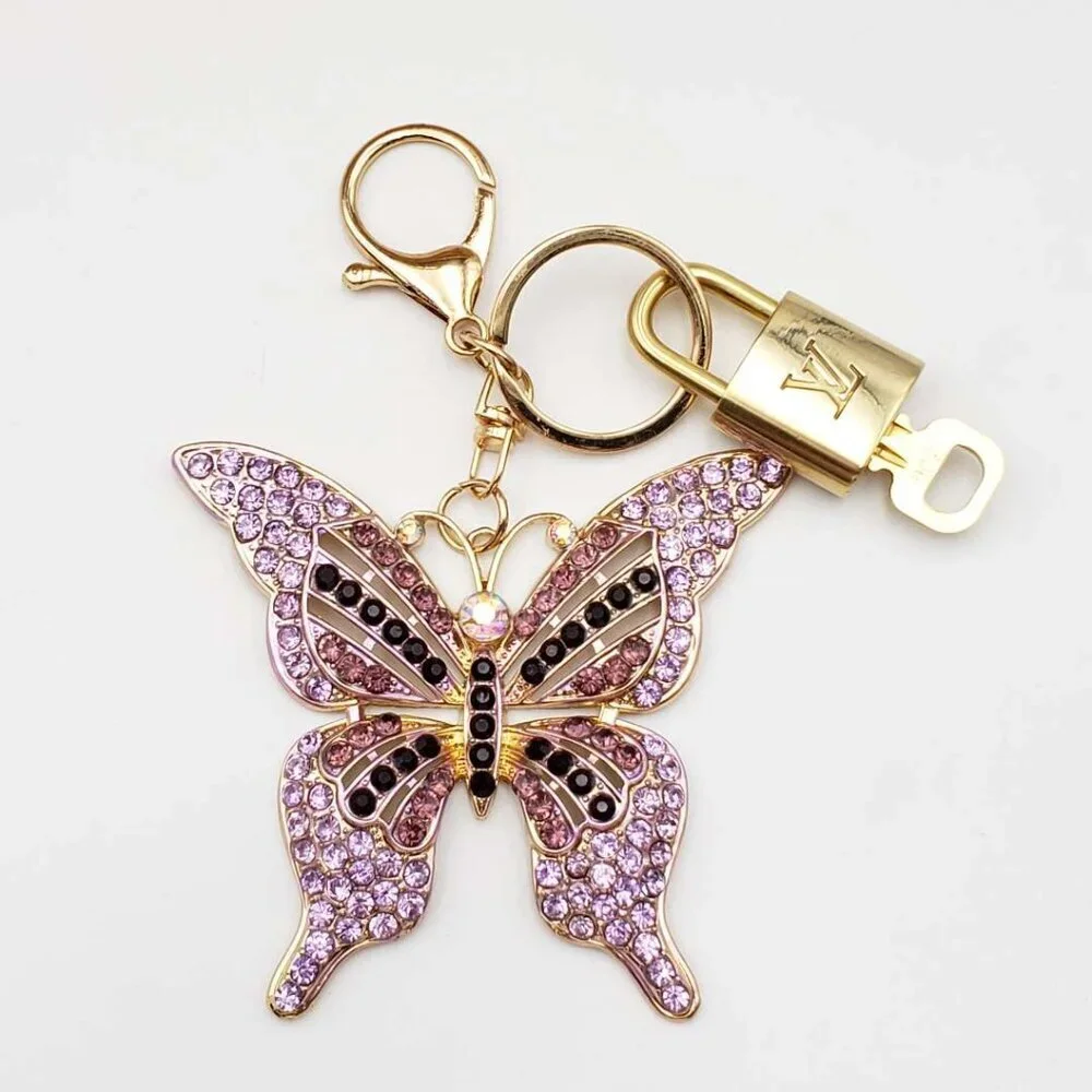 Louis Vuitton Gold Lock 🔒 Authentic LV Key + Unbranded Butterfly Bag Charm_5